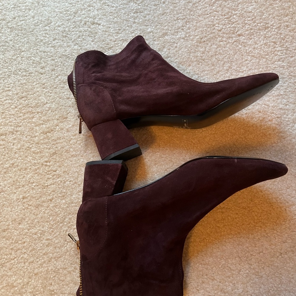 & Other Stories Burgundy Suede Ankle Boots